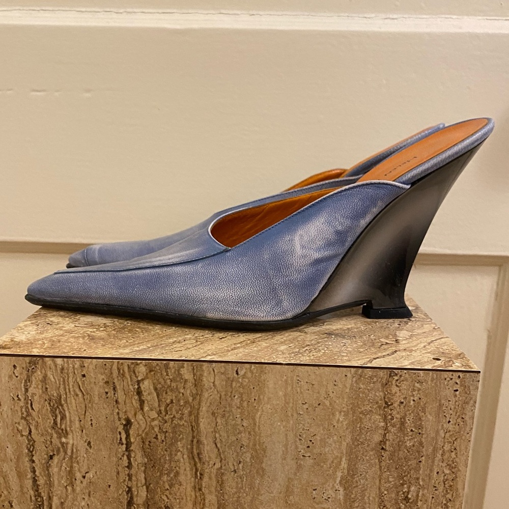 Blue Leather Heeled Helen Marlen Shoe